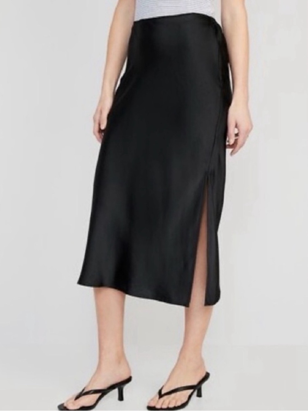 Old Navy Black Satin Midi Skirt